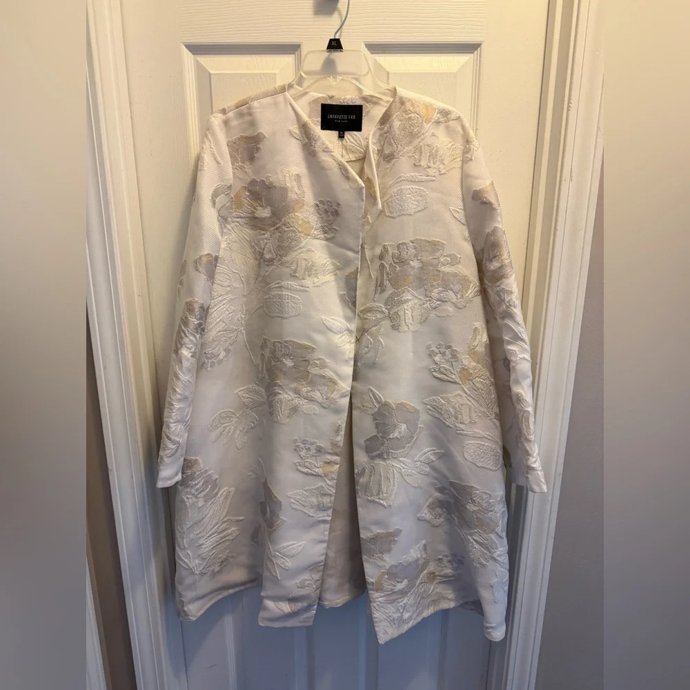 Lafayette 148 Jacquard Topper Coat, XL, Cloud Multi, NWT - Picture 7 of 9